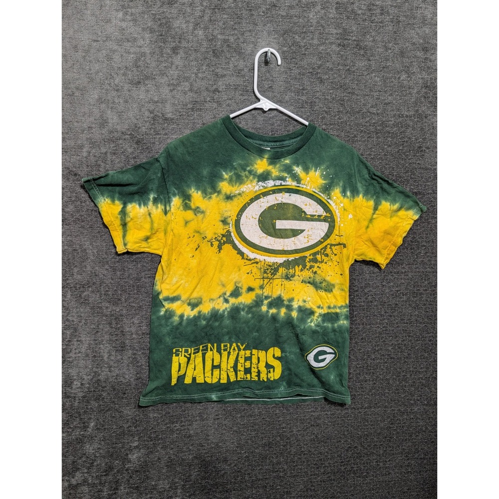 Green Bay Packers NFL Tie Dye Graphic T-Shirt Green Yellow Short Sleeve 2057